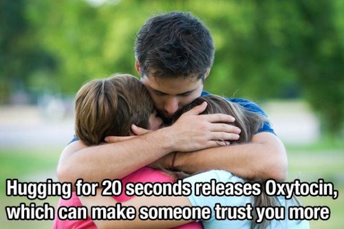 grieving children - Hugging for 20 seconds releases Oxytocin, which can make someone trust you more