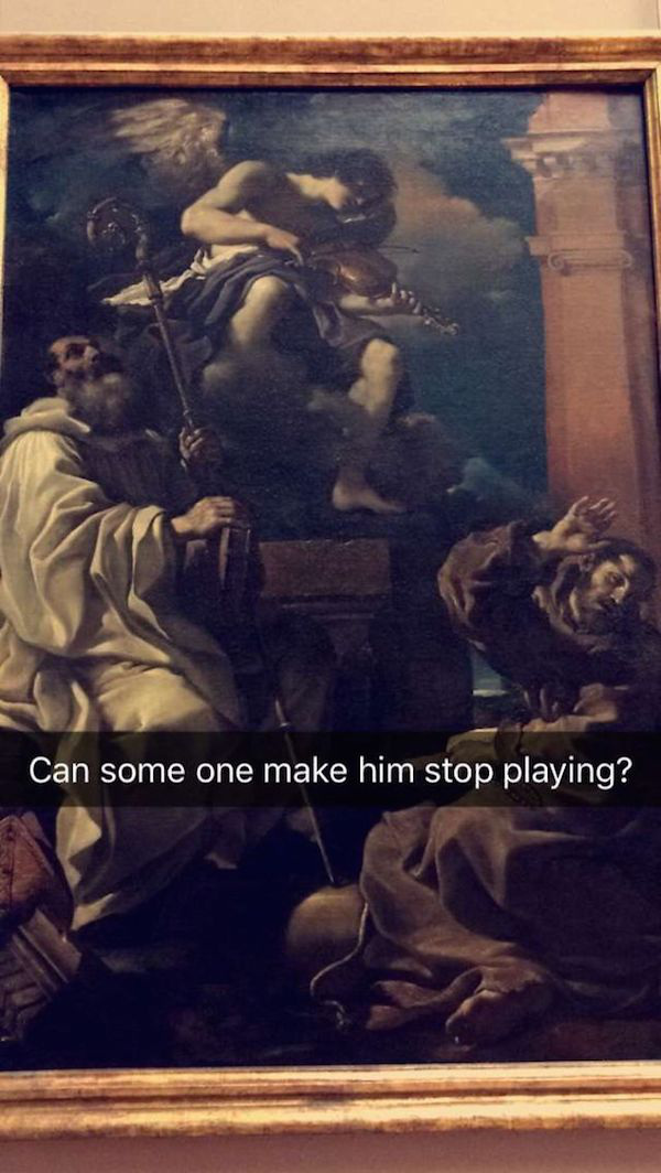 funniest museum snapchats - Can some one make him stop playing?