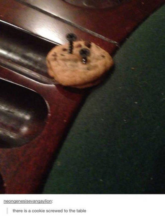 trashy r ambien cookie - neongenesisevangaylion there is a cookie screwed to the table