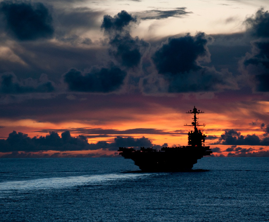 aircraft carrier sunset