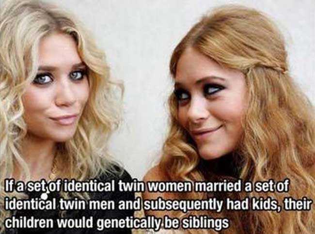 mary kate and ashley then and now - If a set of identical twin women married a set of identical twin men and subsequently had kids, their children would genetically be siblings