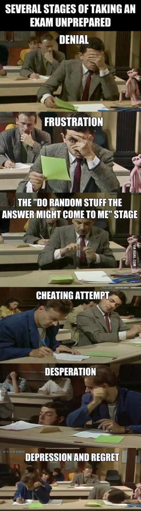 mr bean exam - Several Stages Of Taking An Exam Unprepared Denial Frustration Frustration The "Do Random Stuff The Answer Might Come To Me" Stage Via 9GAG.Com Cheating Attempt Desperation Depression And Regret