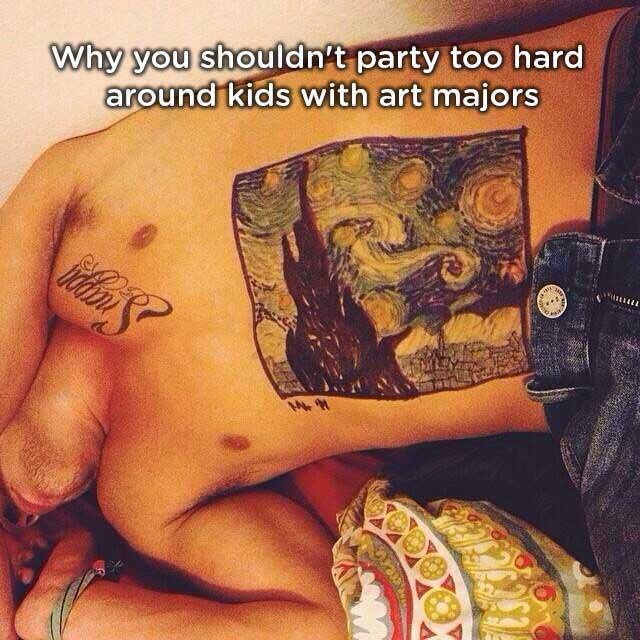 passing out at a party - Why you shouldn't party too hard around kids with art majors