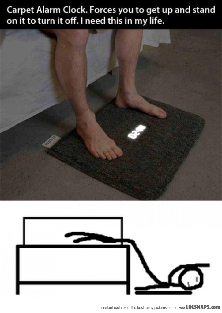 carpet clock - Carpet Alarm Clock. Forces you to get up and stand on it to turn it off. I need this in my life. constant updates of the best funny pictures on the web Lolsnaps.com