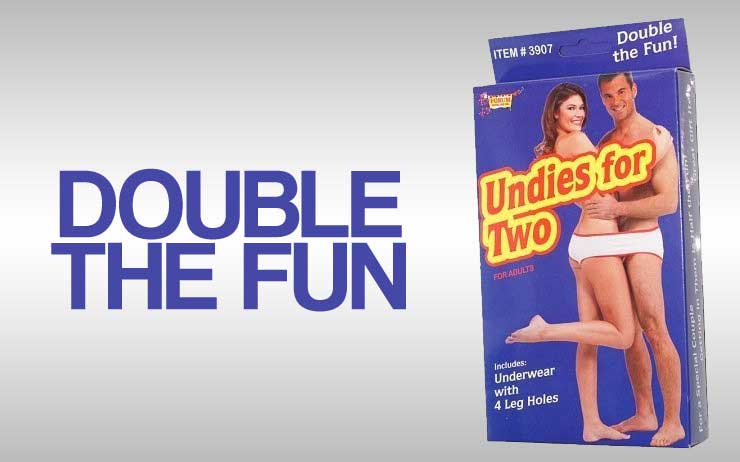 underpants for two - Item Double the Fun! Double The Fun Undies for Two For Adults Includes Underwear with 4 Leg Holes