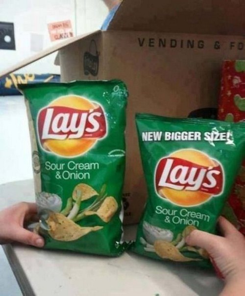 misleading packaging - Vending & Fo Lays New Bigger Size Sour Cream & Onion Lay's Sourrean