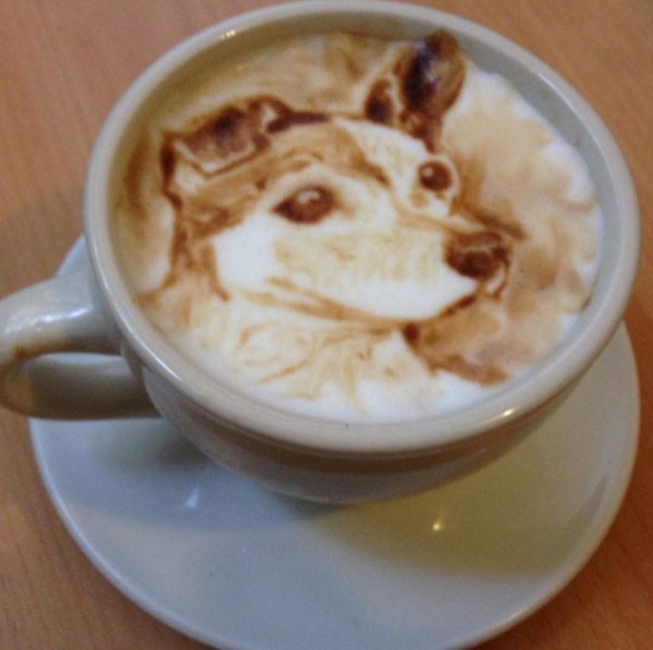dog coffee art