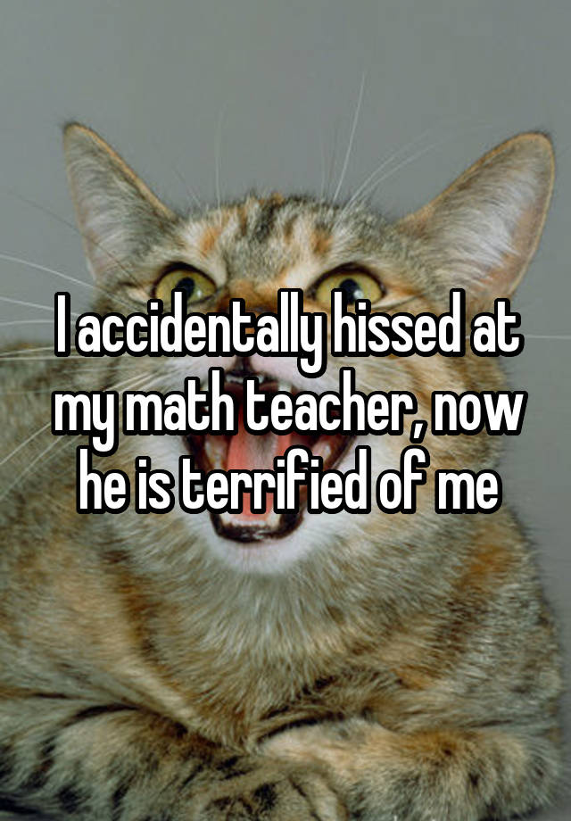 whisper - photo caption - laccidentallyhissed at my math teacher, now he is terrified of me
