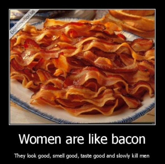 bacon meme - Demotivation.us Women are bacon They look good, smell good, taste good and slowly kill men
