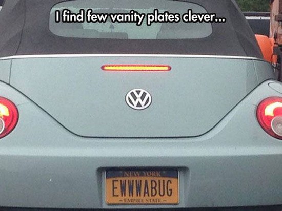 vehicle registration plate - O find few vanity plates clever... Ewwwabug Stati