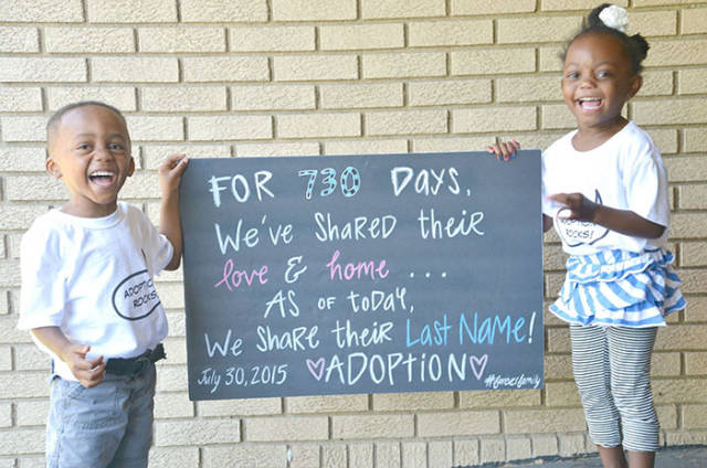 foster kid - For 730 Days, We've d their love & home ... As Of Today, We their Last Name! Vadoption V