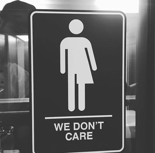 we don t care bathroom sign - We Don'T Care