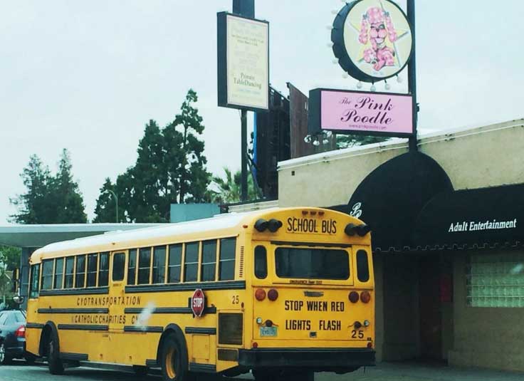 tour bus service - e Pink Poodle School Bus Adult Entertainment Ctotransportation Tholic Charities C Stop When Red LIGHTS_FLASH 25