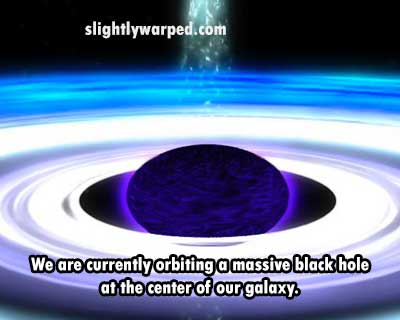 black hole - slightlywarped.com We are currently orbiting a massive black hole at the center of our galaxy