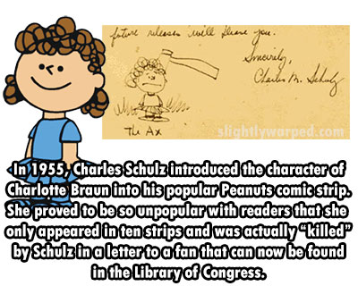 releash will you. Smarela Clarke th. Scholy The Ax slightlyworped.com In 1955, Charles Schulz introduced the character of Charlotte Braun into his popular Peanuts comic strip She proved to be so unpopular with readers that she only appeared in ten strips…