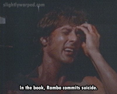 album cover - slightlywarped.com In the book, Rambo commits suicide.