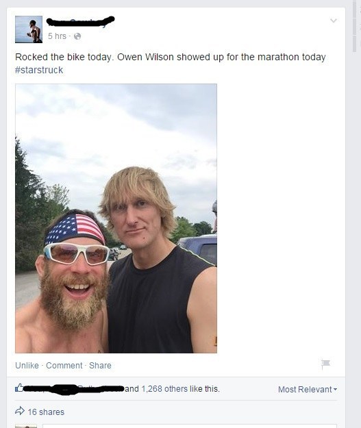 sunglasses - 5 hrs. Rocked the bike today. Owen Wilson showed up for the marathon today Un Comment and 1,268 others this. Most Relevant 16