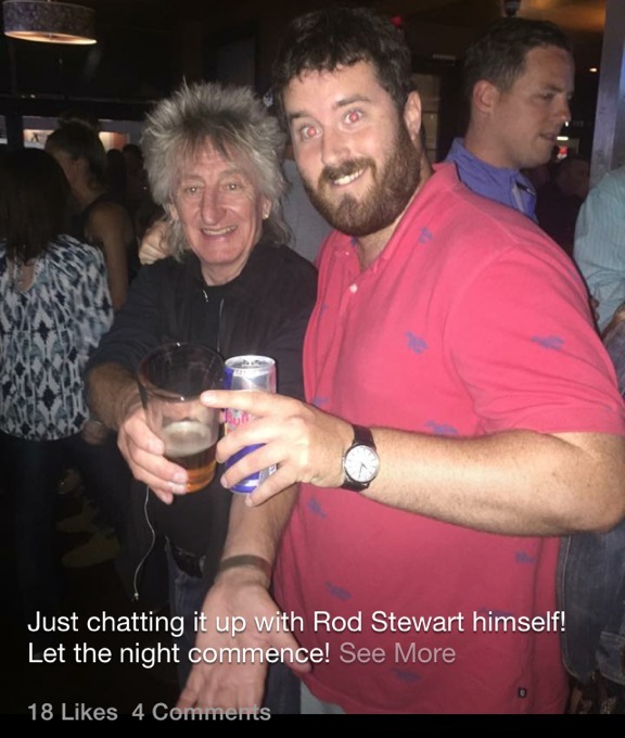 people think they with celebs - Just chatting it up with Rod Stewart himself! Let the night commence! See More 18 4