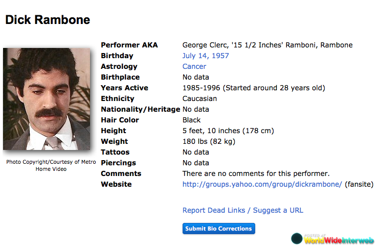 jaw - Dick Rambone Performer Aka George Clerc, '15 12 Inches' Ram...