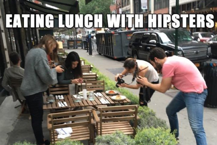 hipster taking pics of food - Eating Lunch With Hipsters