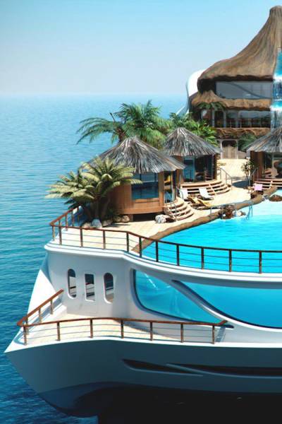 random tropical island paradise yacht