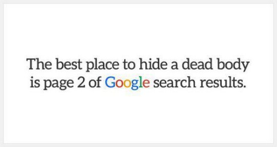 The best place to hide a dead body is page 2 of Google search results.