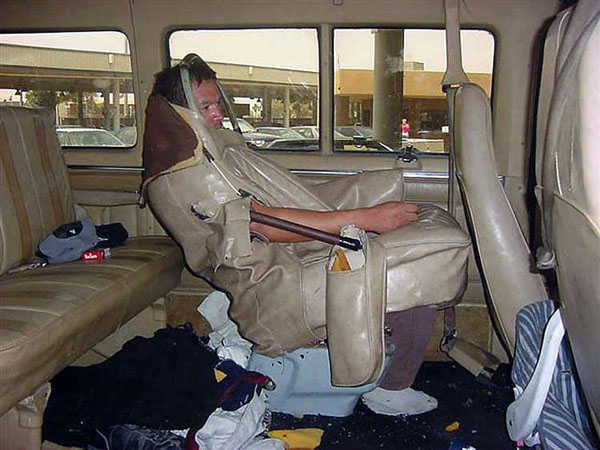 man inside car seat