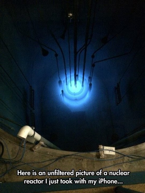 cherenkov radiation - Here is an unfiltered picture of a nuclear reactor I just took with my iPhone...