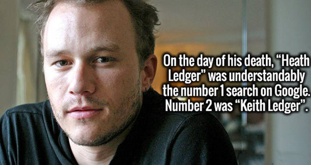 dark knight joker real - On the day of his death, "Heath Ledger" was understandably the number 1 search on Google. Number 2 was Keith Ledger".