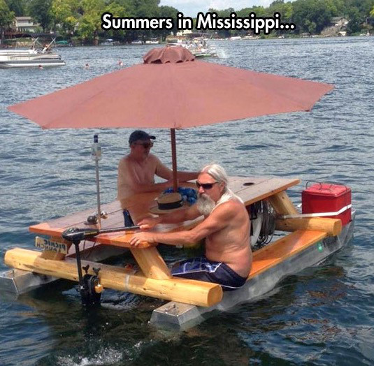 funny picnic table - Summers in Mississippi...