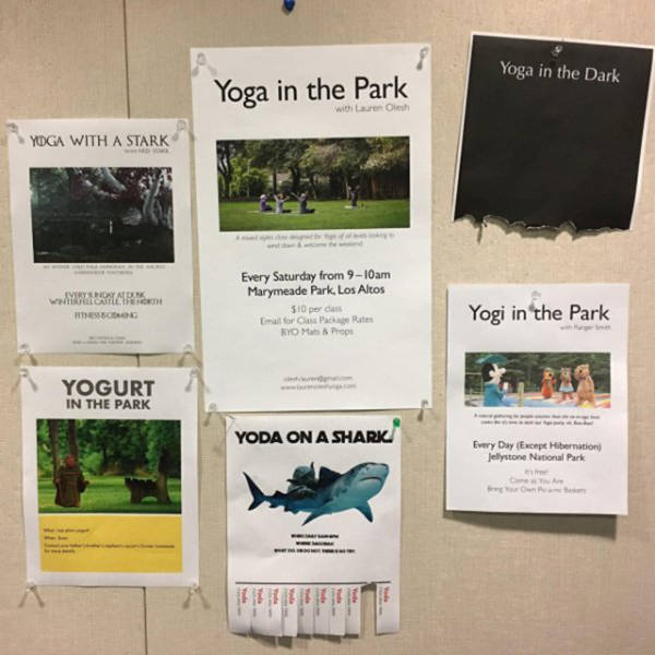 yoga in the park meme - Yoga in the Dark Yoga in the Park with Yoga With A Stark Every Saturday from 910am Marymeade Park, Los Altos $10 perc El Grass P otes Hyo Mato Props Yogi in the Park Yogurt In The Park Yoda On A Shark Every Day Except Hibernation J