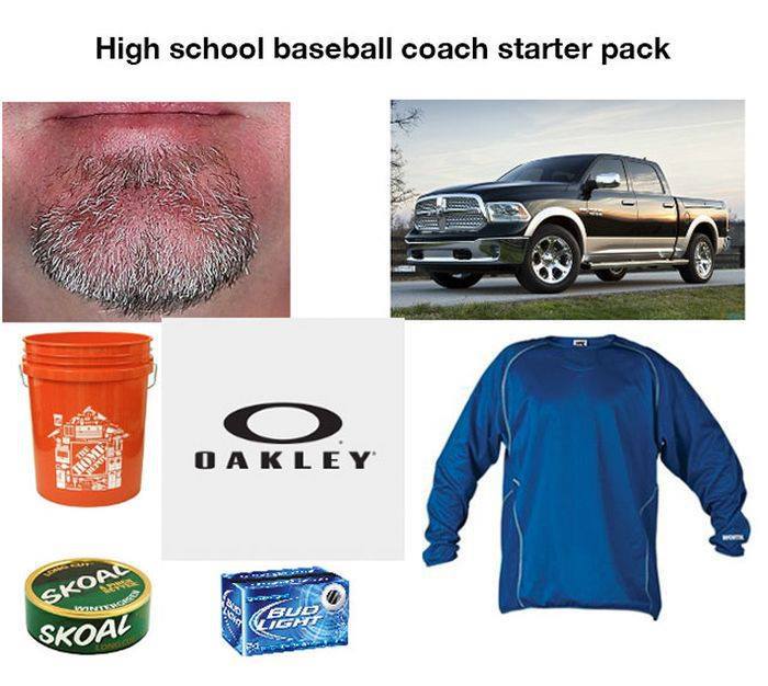 funny starter packs - High school baseball coach starter pack Oakley Skor Soal Skoal