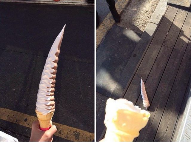 big ice cream cone falls