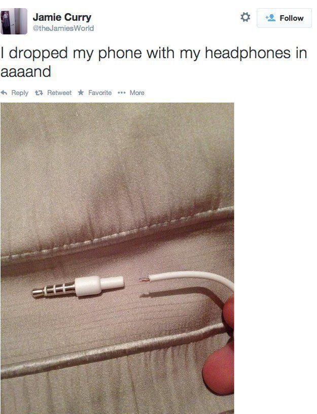 definition of a bad day - Jamie Curry I dropped my phone with my headphones in aaaand t Retweet Favorite ... More Be