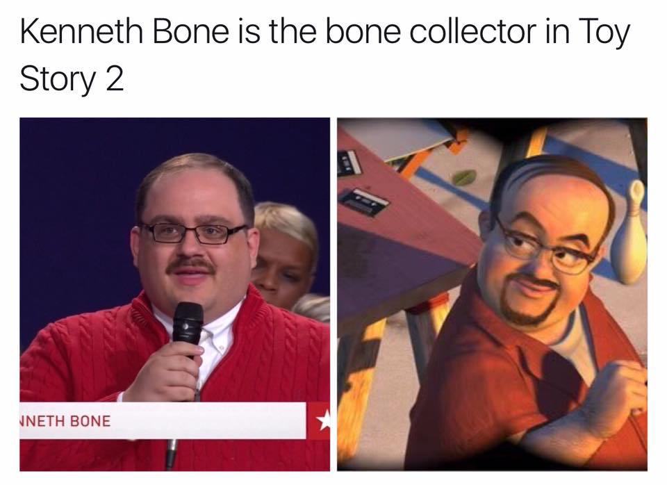 guy that stole woody - Kenneth Bone is the bone collector in Toy Story 2 Neth Bone
