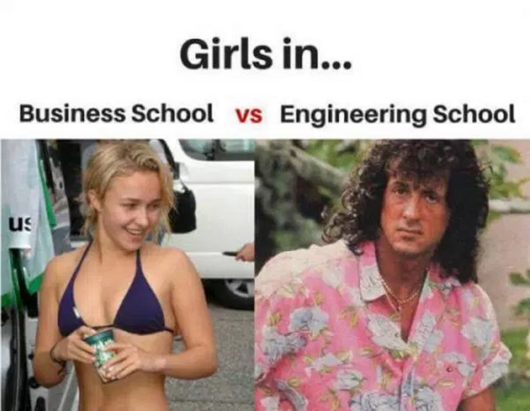 funny pic girls in business school vs engineering school - Girls in... Business School vs Engineering School