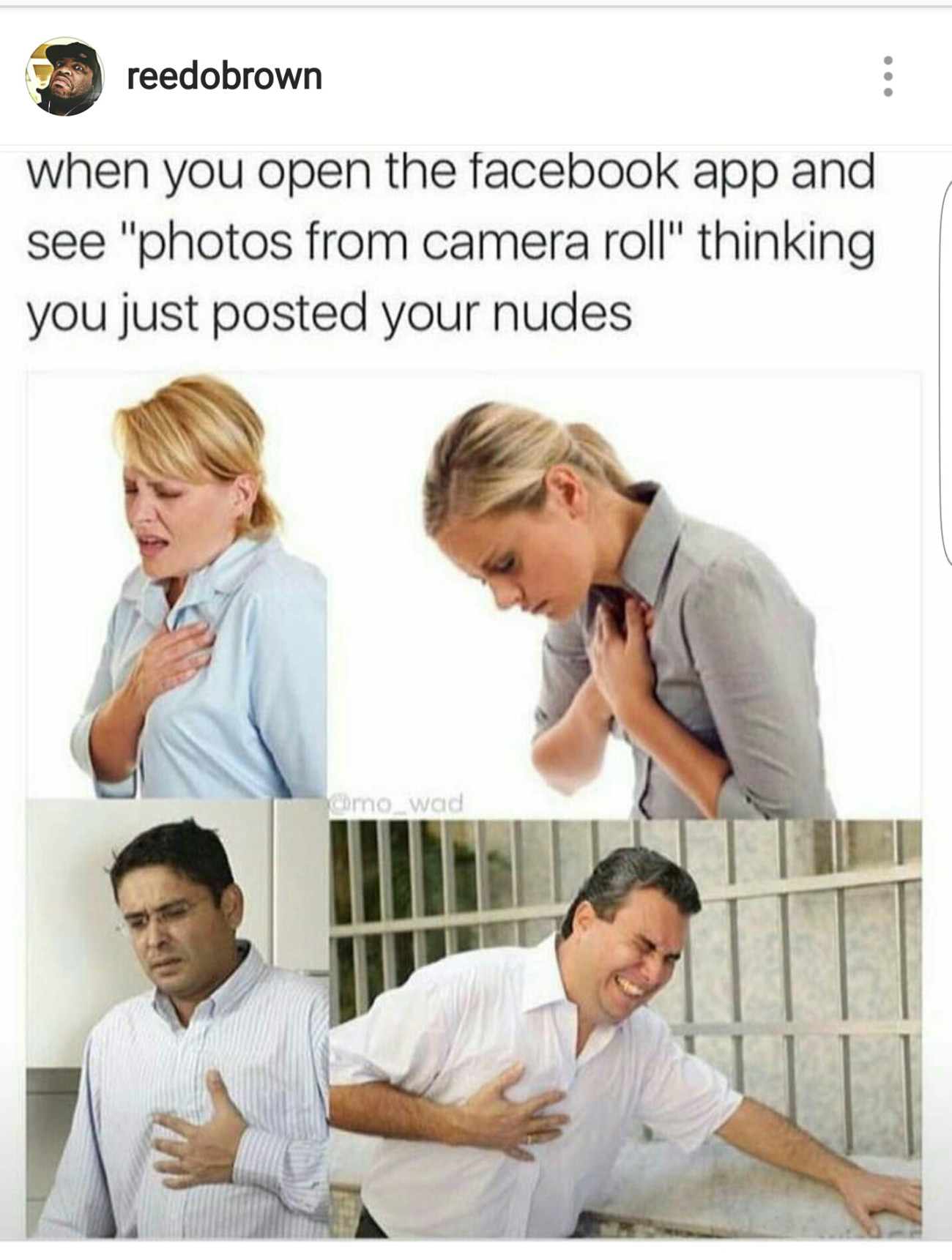 posting nudes meme - reedobrown when you open the facebook app and see "photos from camera roll" thinking you just posted your nudes Como wad