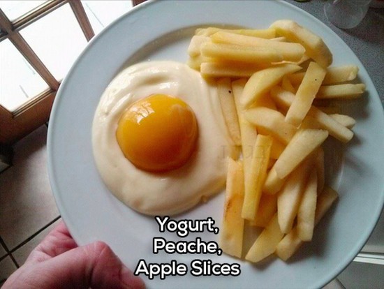 peach yogurt and apple - Yogurt, Peache, Apple Slices