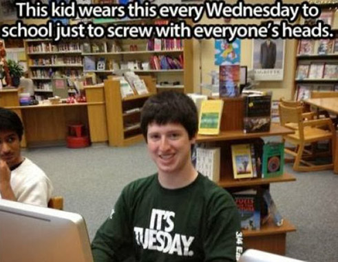 wednesday meme supernatural - This kid wears this every Wednesday to school just to screw with everyone's heads. Vesday 344E