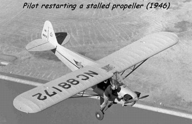 pilot restarting a stalled propeller - Pilot restarting a stalled propeller 1946 ZL188IN