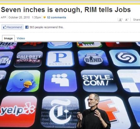 ipad apps - Seven inches is enough, Rim tells Jobs Afp pm 52 A A Recommend 583 people recommend this Image Video Caliduty causou P Wees And Band Style. Comi Blistin yelposte ein pres handa final fore dech to don i ctory
