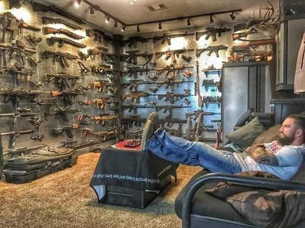 gun room man cave - the people lap and beat Arms shald