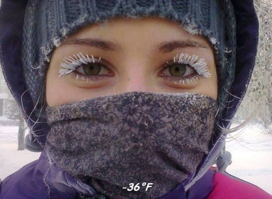frozen eyelashes siberia - 36 F