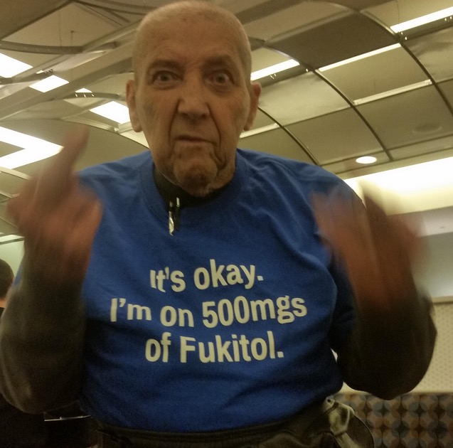 old man at buffet - It's okay. I'm on 500mgs of Fukitol.