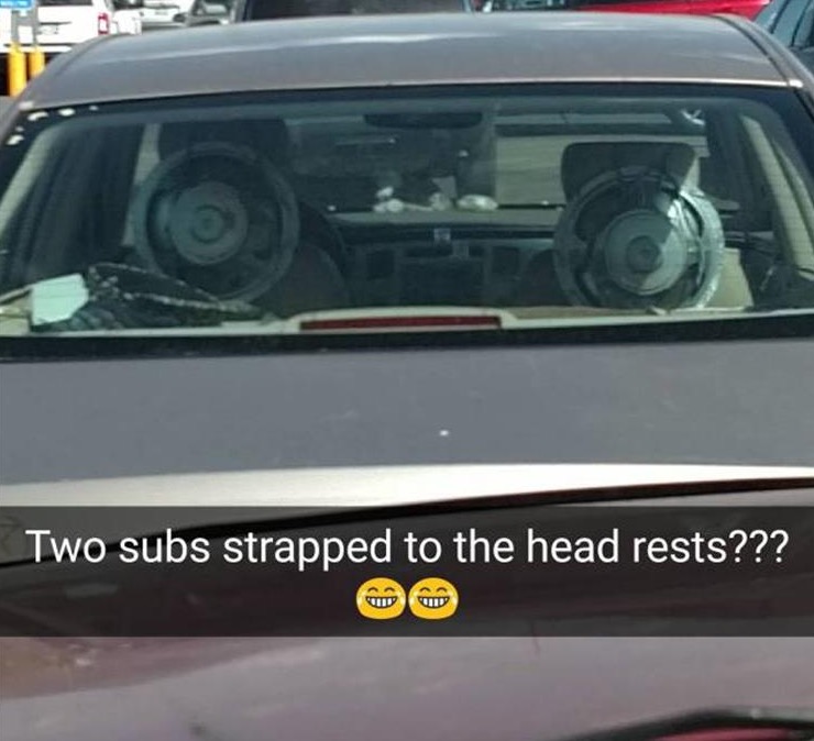 vehicle registration plate - Two subs strapped to the head rests??? Ed Utid