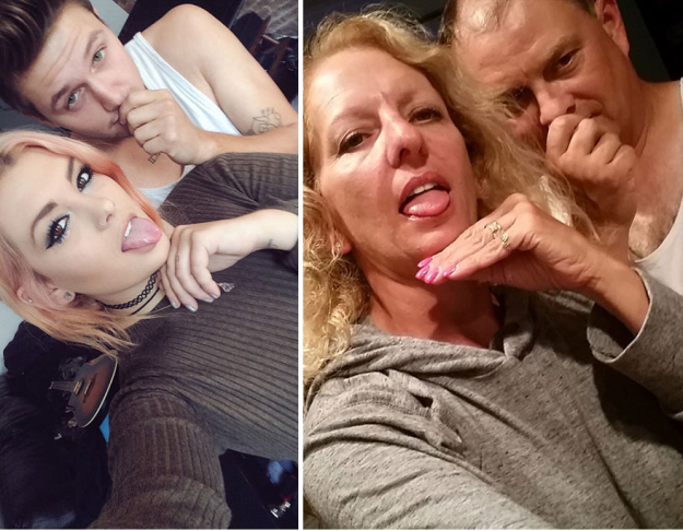 parents recreate daughters selfies