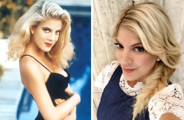 Tori Spelling, 1990 and 2017