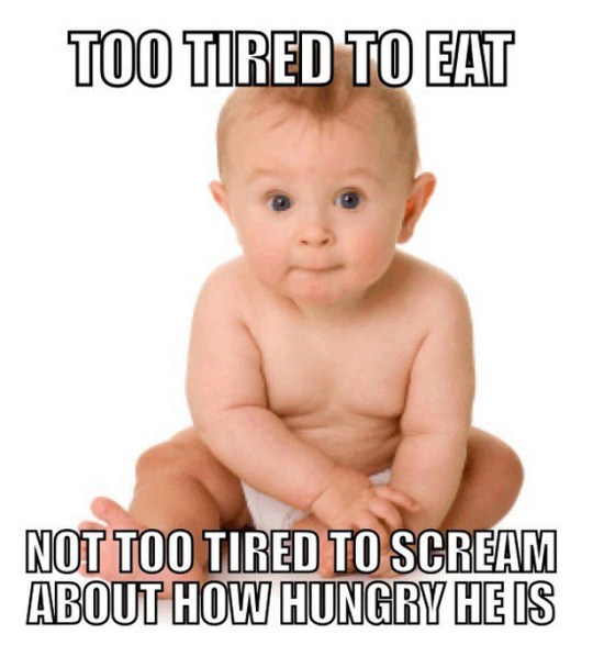 meme - infant - Too Tired To Eat Not Too Tired To Scream About How Hungry He Is