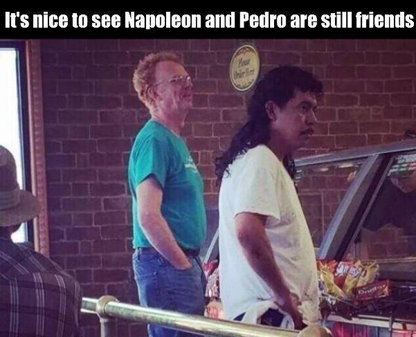 Savage meme about Napoleon and Pedro still being friends.