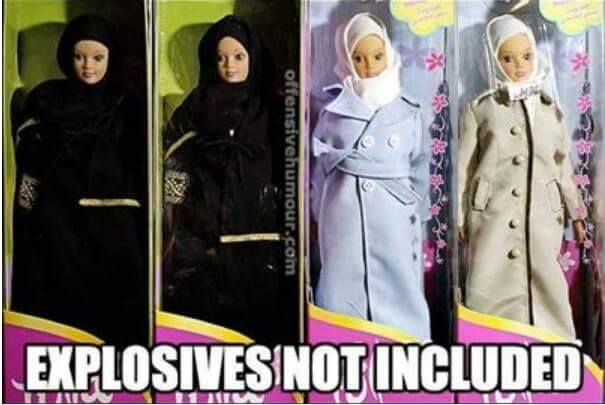 Savage dank meme about Muslim Barbie not including the explosives belt.